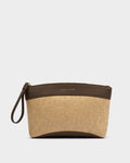 Katie Loxton Wristlet Clutch Natural Raffia/Bitter Chocolate