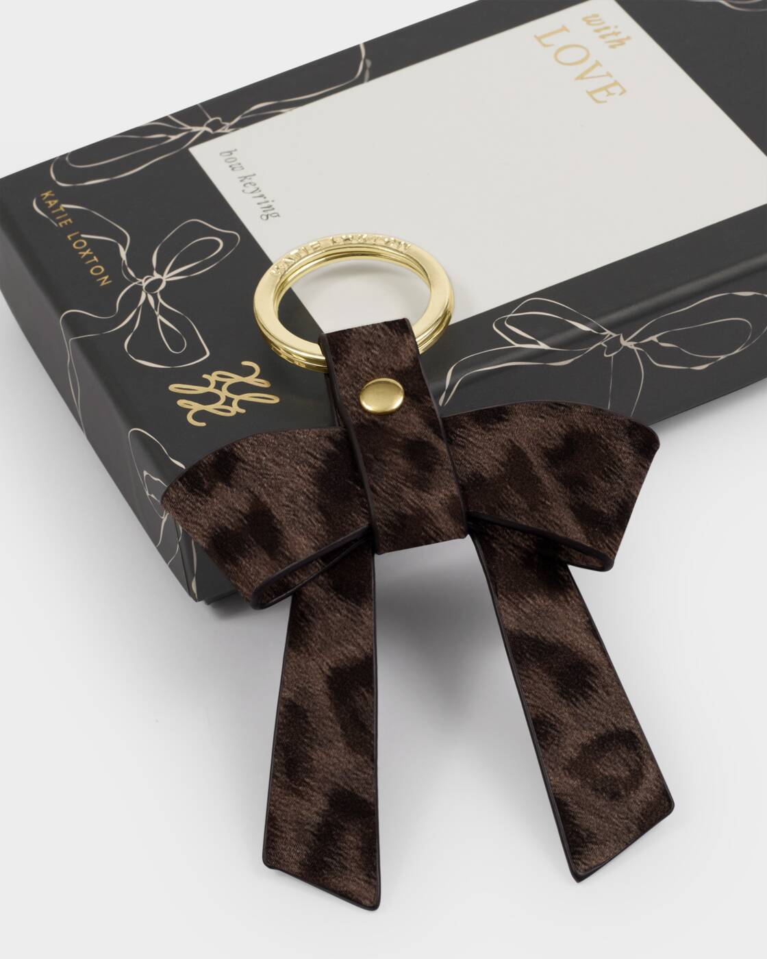 Katie Loxton Bow-Tiful Boxed Keyring You Make My Life Bow-Tiful Chocolate Leopard