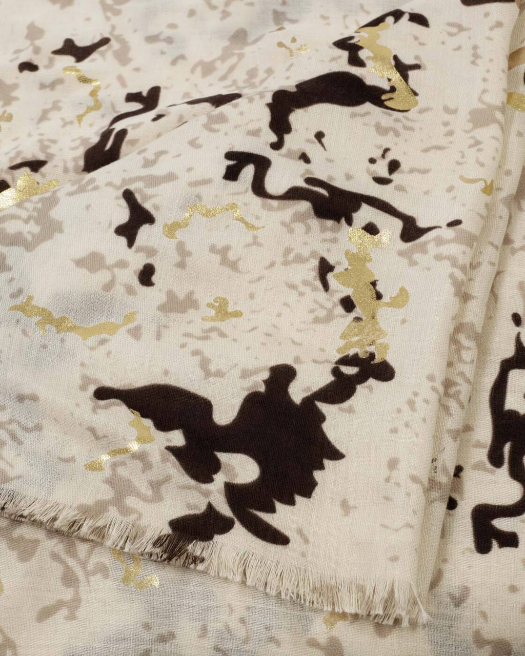 Katie Loxton Printed Foil Scarf Snake Sand Taupe Chocolate Gold Foil