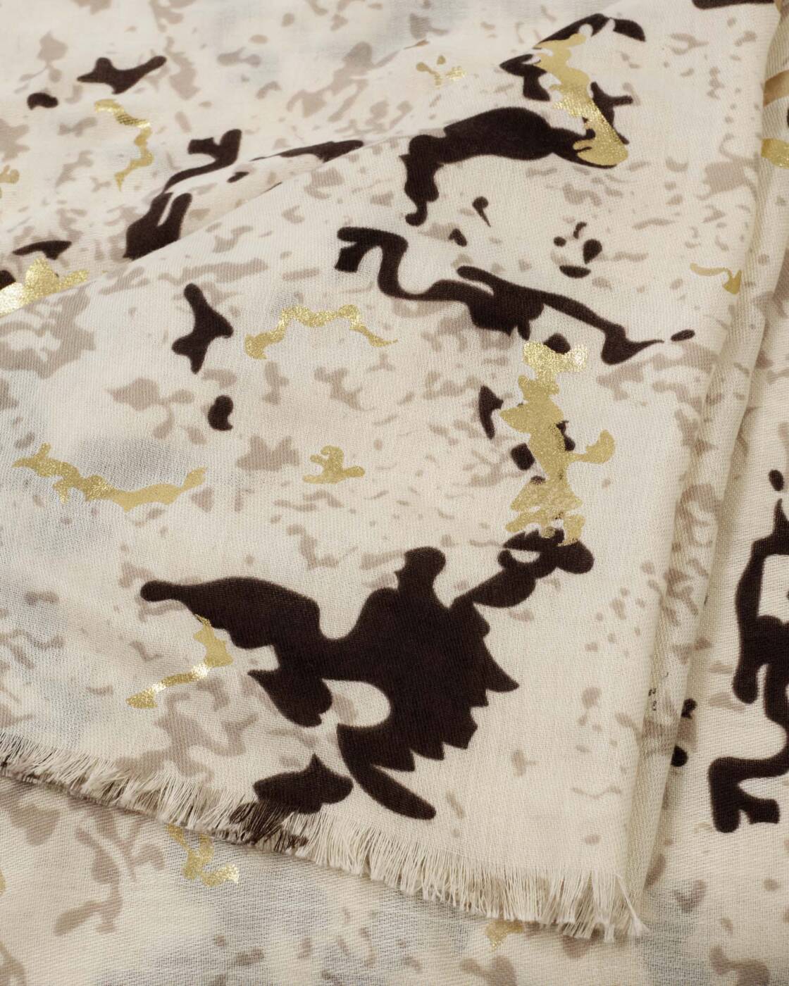Katie Loxton Printed Foil Scarf Snake Sand Taupe Chocolate Gold Foil
