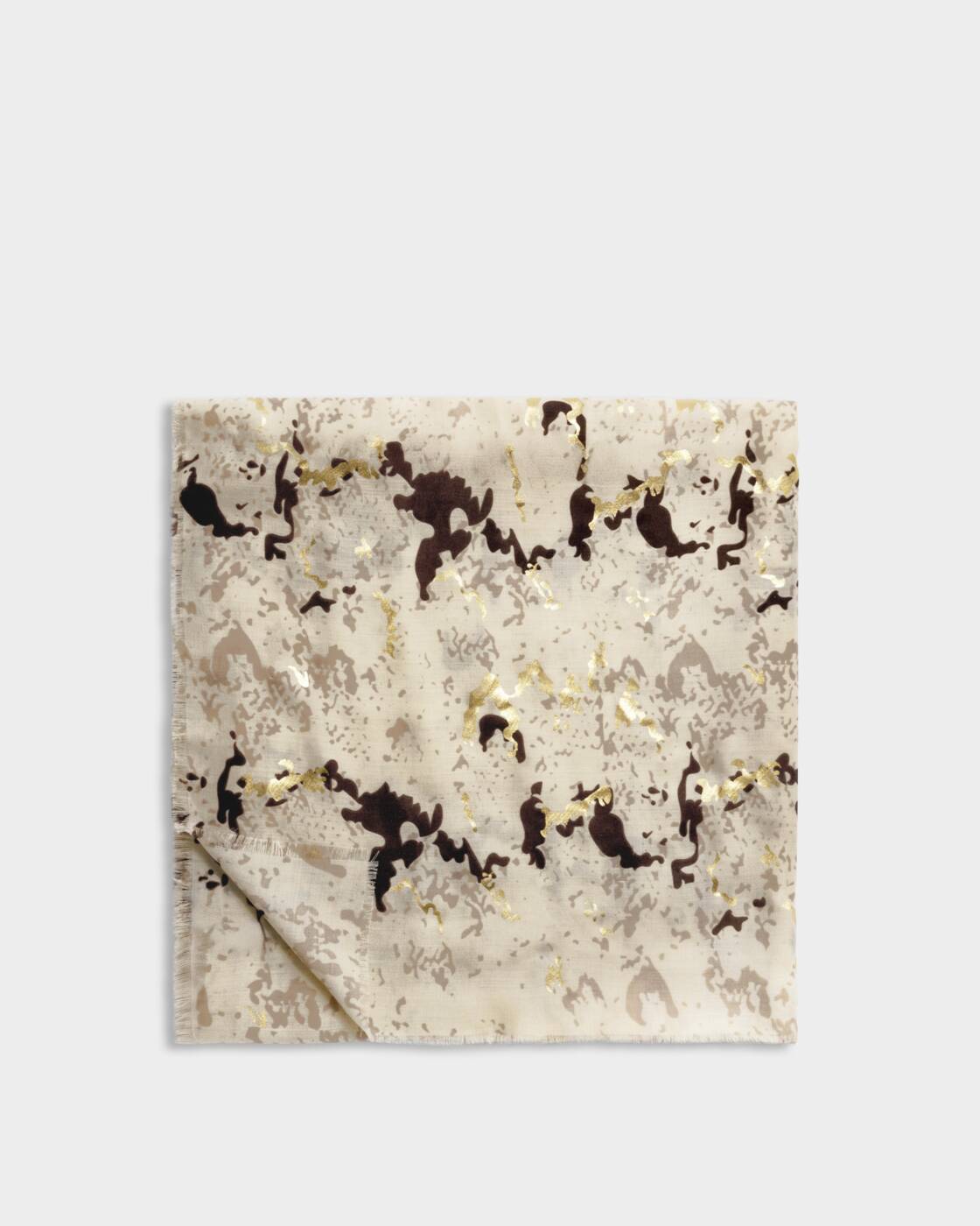 Katie Loxton Printed Foil Scarf Snake Sand Taupe Chocolate Gold Foil