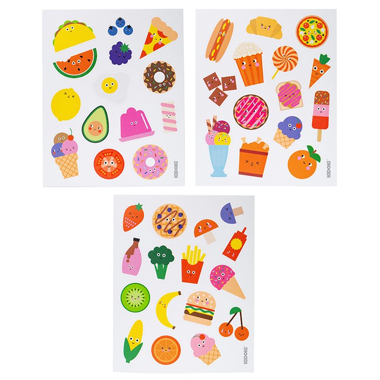 Kikkerland Kidoki Foodie Fun Puffy Stickers