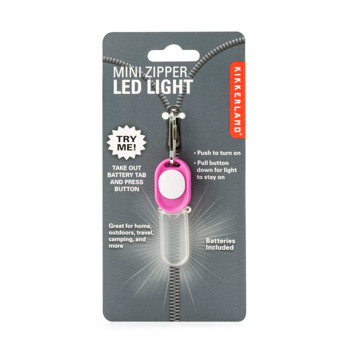Kikkerland Zip LED  Light Assorted Colours