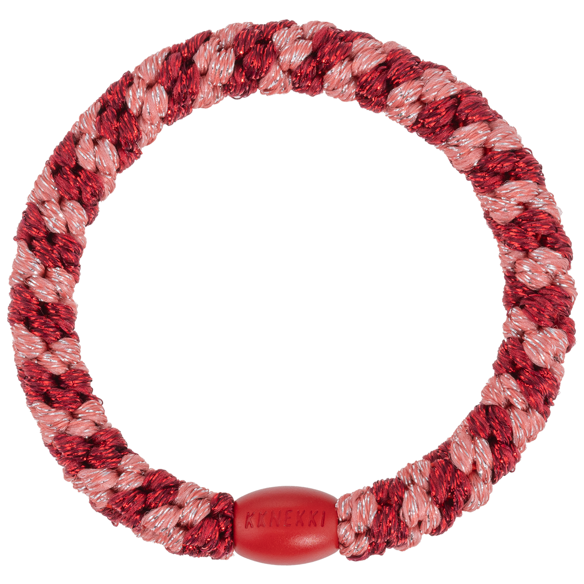 Kknekki Coral Bordeaux Glitter Stripe Hair Tie