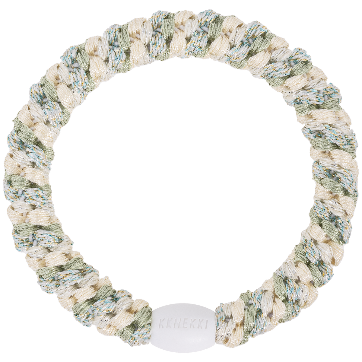 Kknekki Mix Ivory Glitter Dusty Lind Green Hair Tie