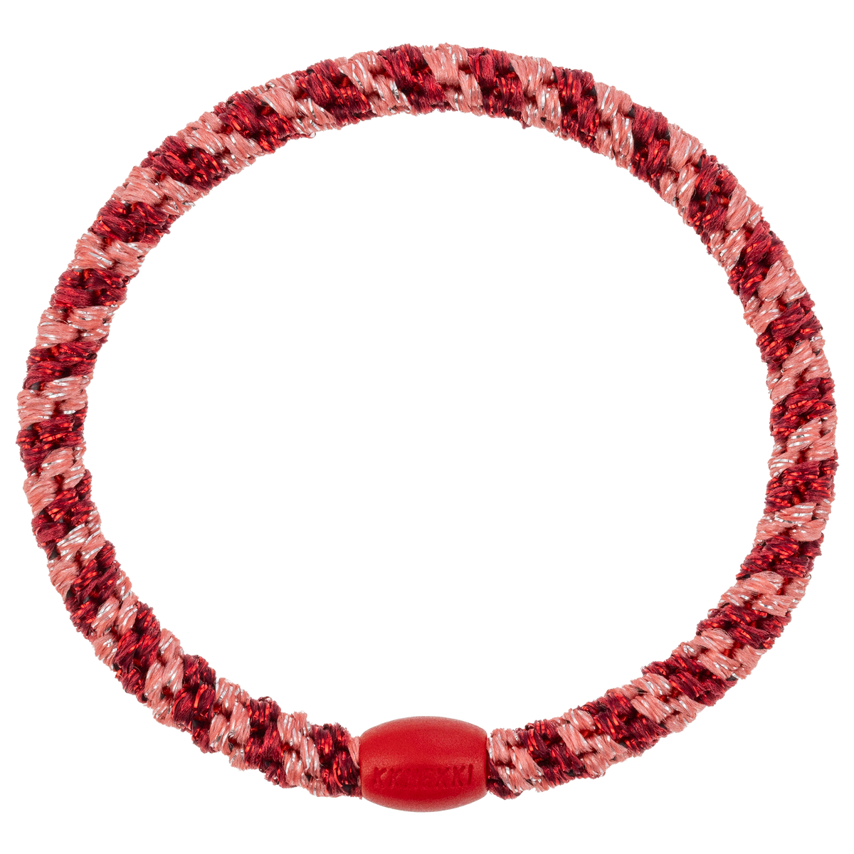 Kknekki Slim Coral Bordeaux Glitter Stripe Hair Tie