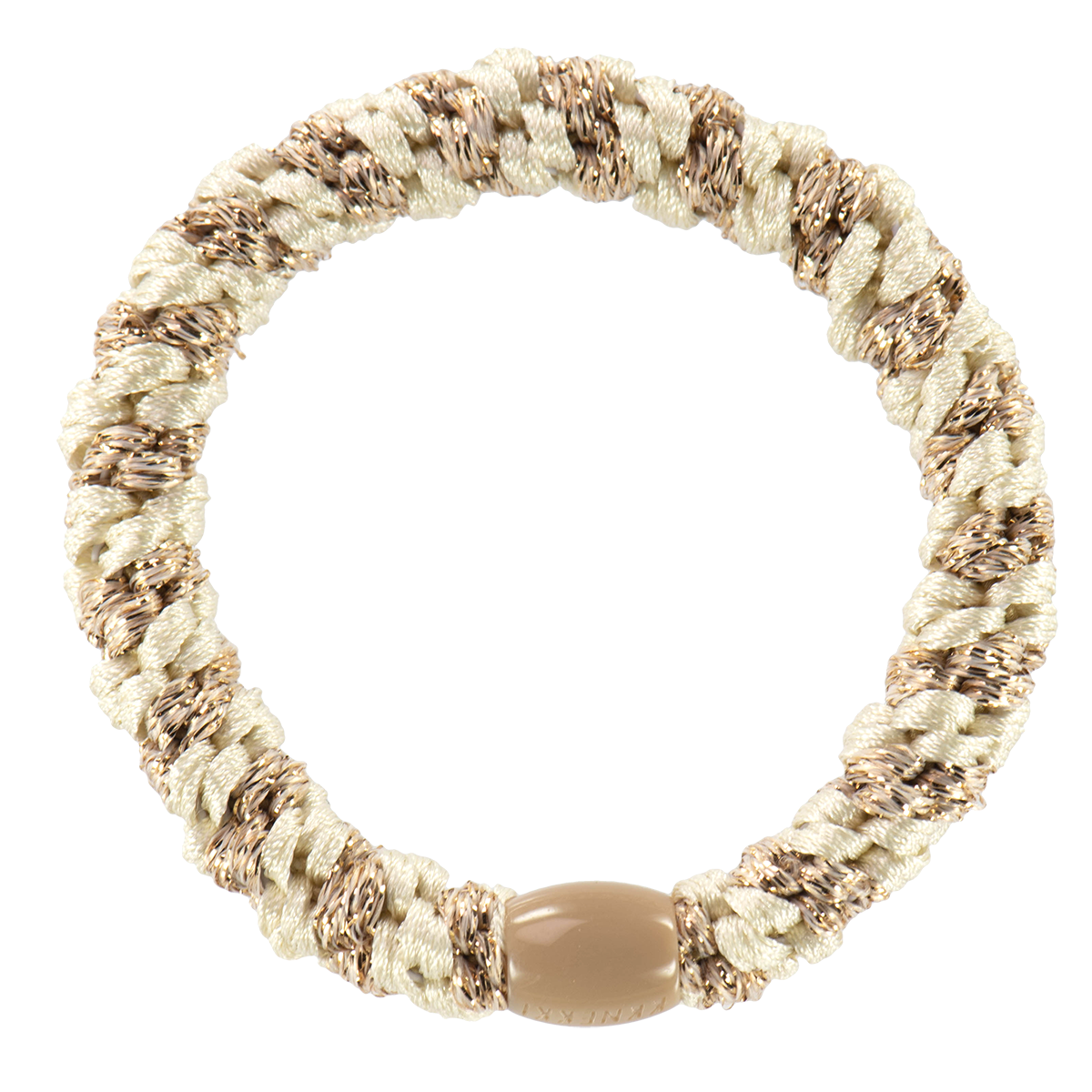 Kknekki Ivory-Beige Glitter Stripe Hair Tie