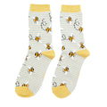 Miss Sparrow Bees Stripes Duck Egg & Cream Socks