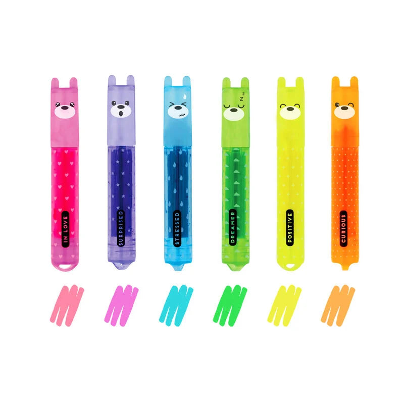 Legami Teddy Set 6 Highlighter Pens Neon