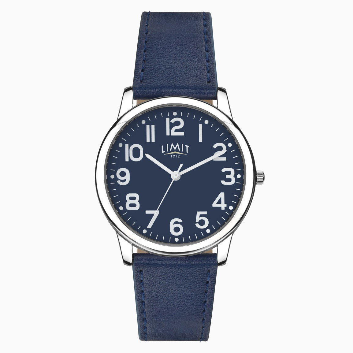 Limit Men's Watch Silver Case & PU Strap with Blue Dial