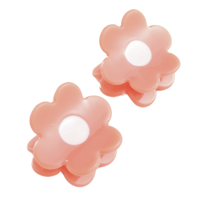 Little Flower Hair Claw Clips Twin Pack Peach