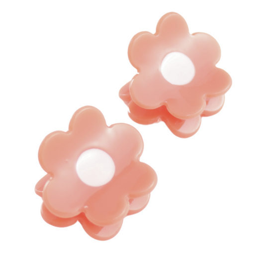 Little Flower Hair Claw Clips Twin Pack Peach