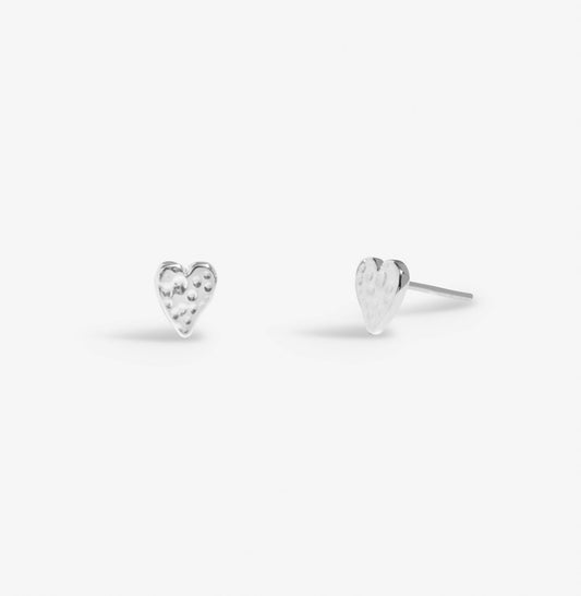 Lumia Hammered Heart Silver Plated Earrings
