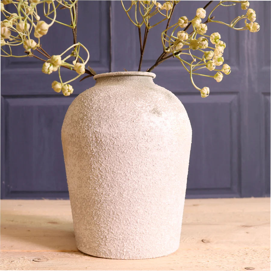 Metal Forged Stone Effect Vase 4 Off White