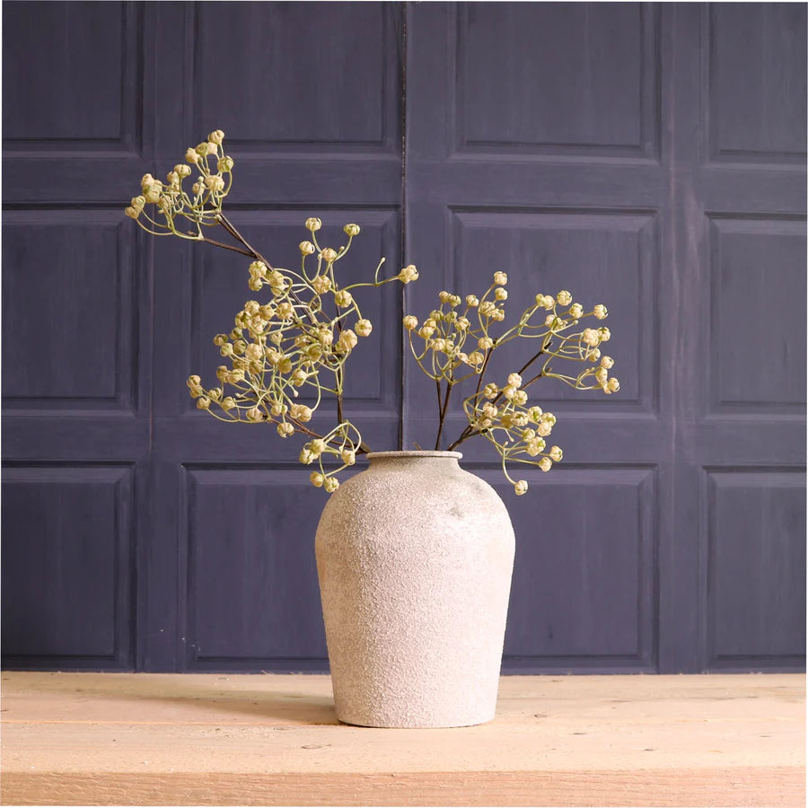 Metal Forged Stone Effect Vase 4 Off White