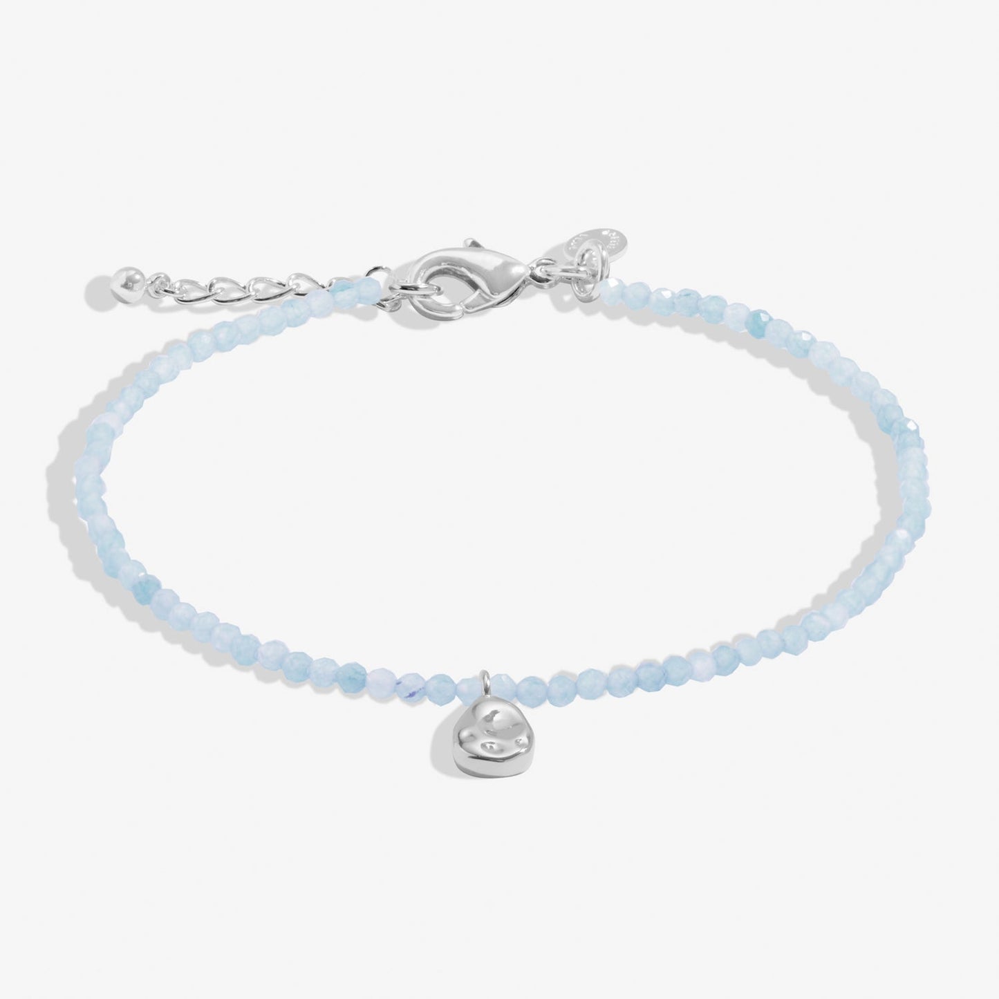 Mini Charms Aqua Crystal Pebble Silver Plated Bracelet