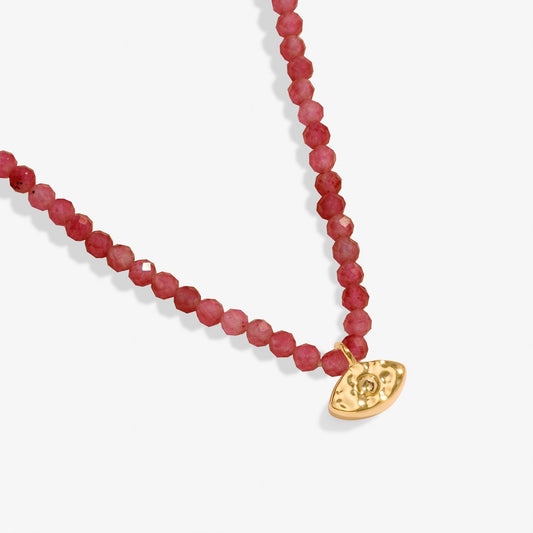 Mini Charms Garnet Eye Gold Plated Necklace