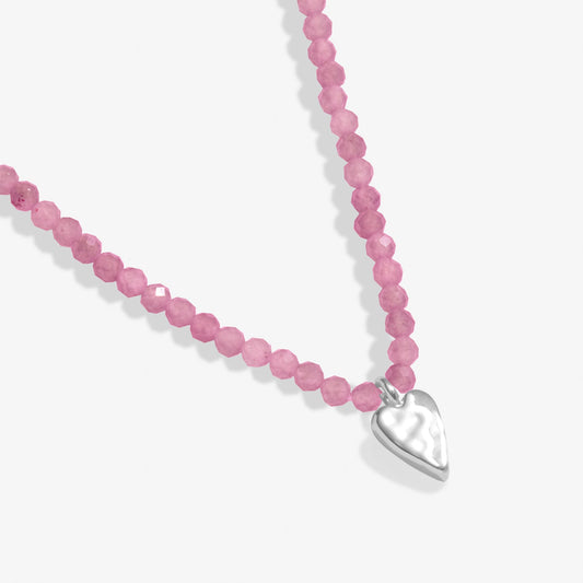 Mini Charms Tourmaline Heart Silver Plated Necklace