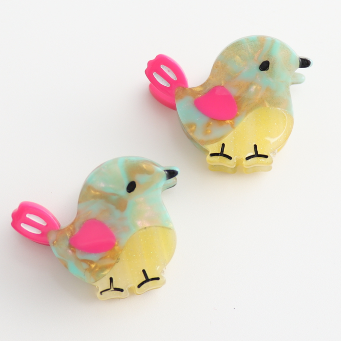Mini Hair Claws Pair Bird Pink
