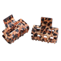 Mini Square Hair Claw Clips Leopard Print Gold