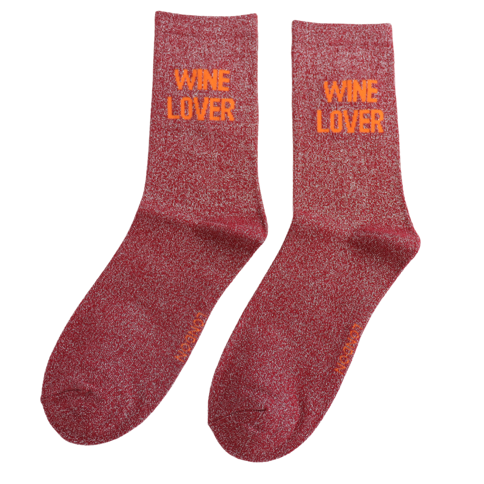 Miss Sparrow Glitter Statement Socks Wine Lover