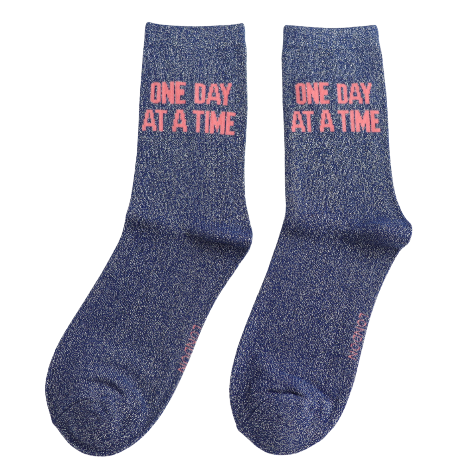 Miss Sparrow Glitter Statement Socks One Day at a Time