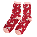 Miss Sparrow Santa Seals Socks Red