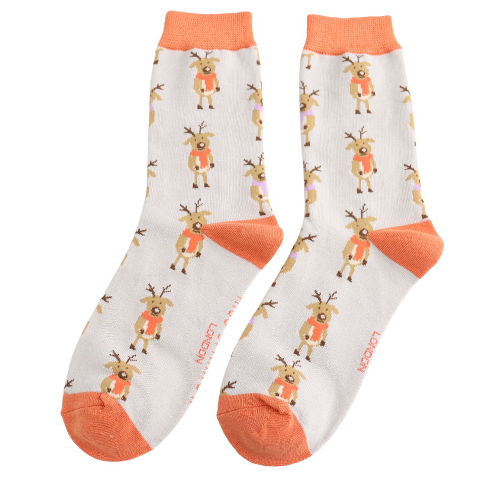 Miss Sparrow Cozy Reindeer Socks Silver
