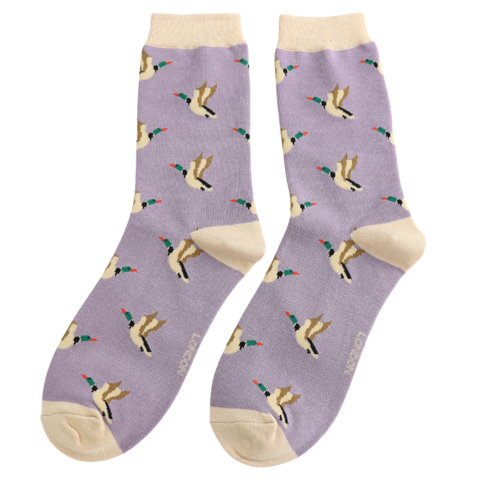 Miss Sparrow Flying Ducks Socks Lavender