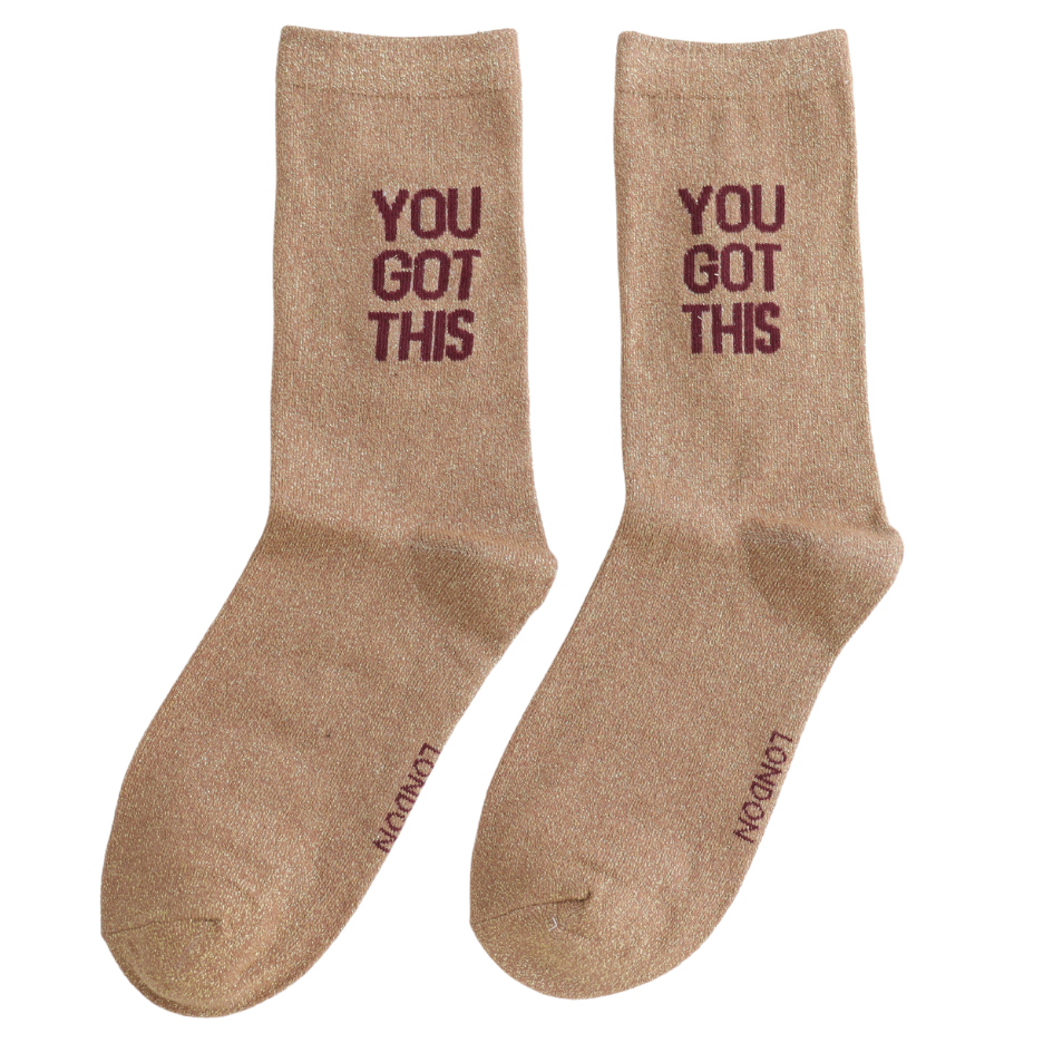 Miss Sparrow Glitter Statement Socks You Got This