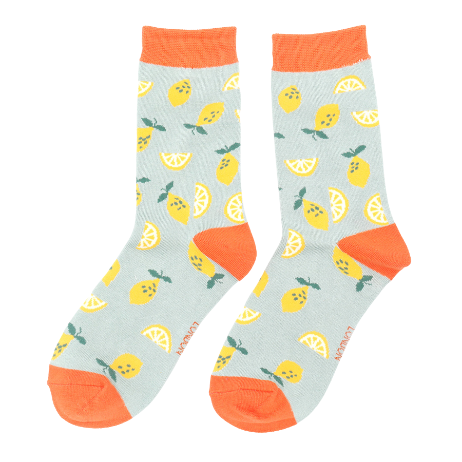 Miss Sparrow Lemons Socks Powder Blue