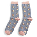 Miss Sparrow Reading Hedgehogs Socks Denim