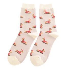 Miss Sparrow Socks Skiing Sausage Dogs Silver
