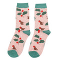 Miss Sparrow Winter Hedgerow Socks Dusky Pink