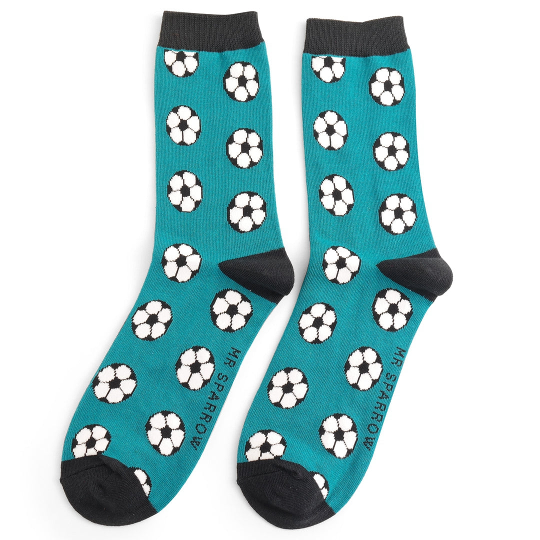 Mr Sparrow Socks Footballs Teal