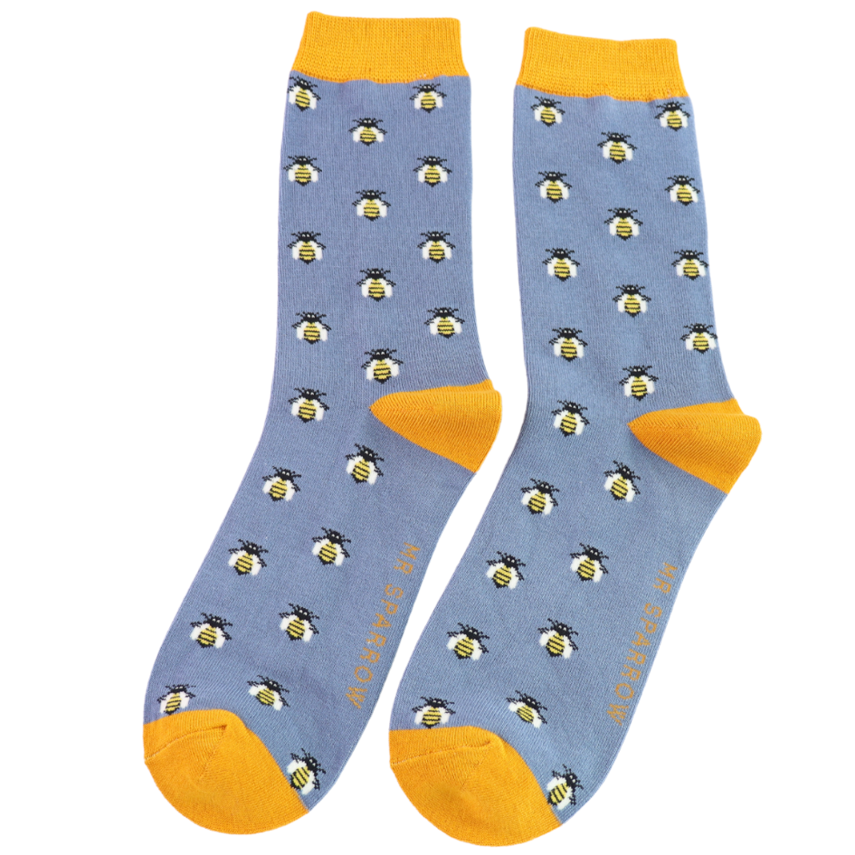 Mr Sparrow Honey Bees Socks Blue