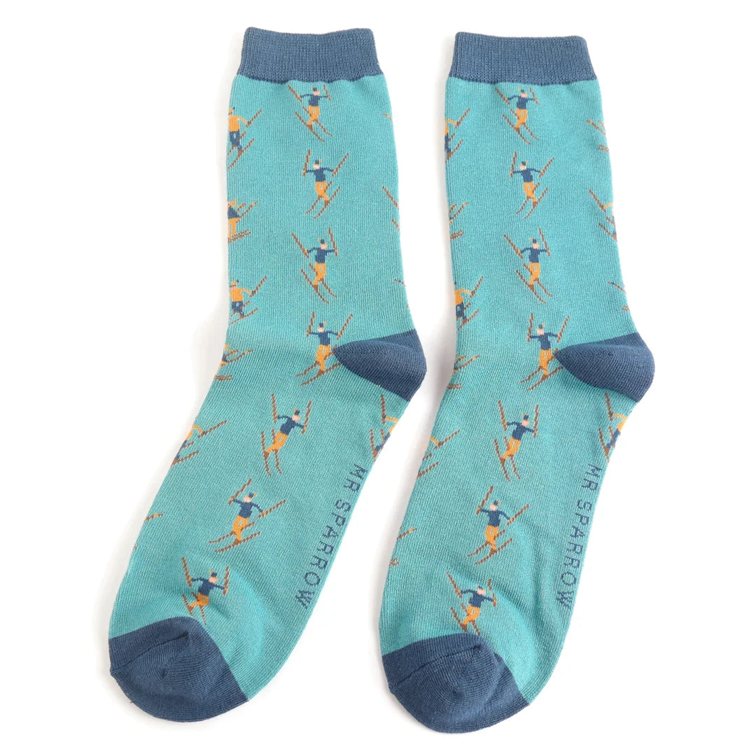 Mr Sparrow Skiing Socks Teal