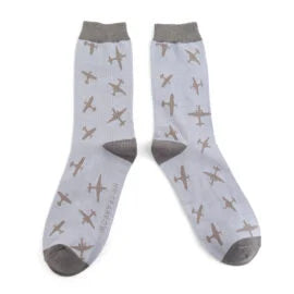 Mr Sparrow Socks Planes Dusky Blue