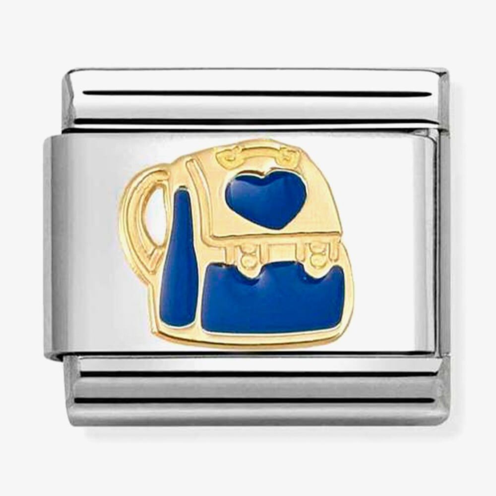 Nomination Composable Classic Steel Enamel 18k Gold Blue Backpack 030285/86
