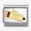Nomination Classic Symbols Link Charm Steel Enamel 18k Gold Pink Pencil