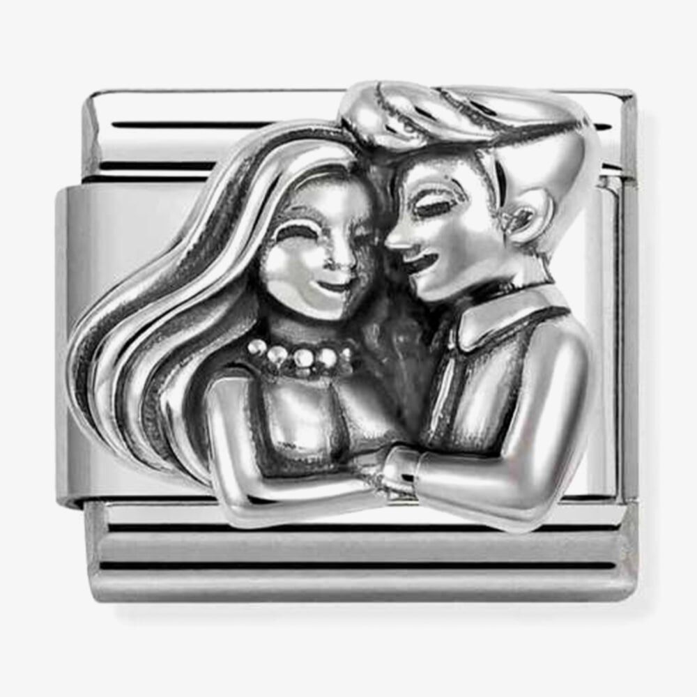 Nomination Composable Classic Oxidized Symbol Link Charm Couple