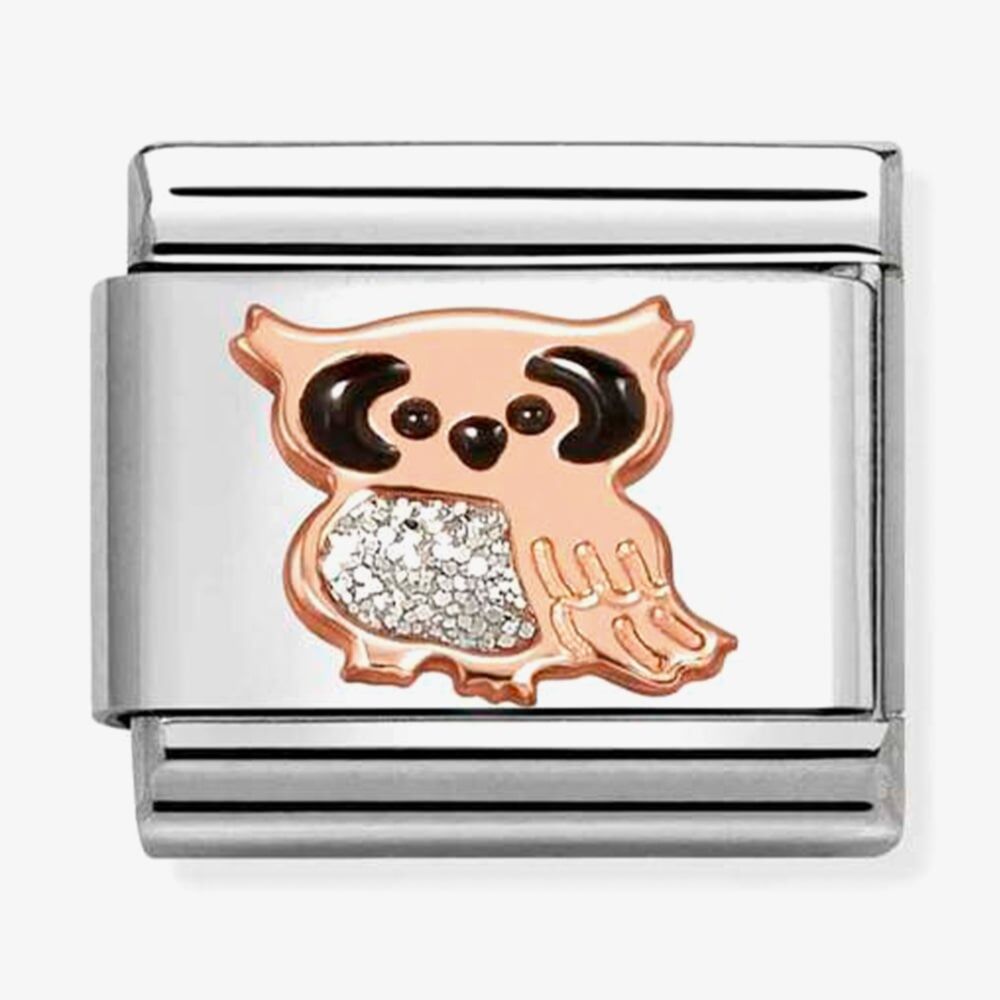 Nomination Composable Classic Glitter Symbol Link 9k Gold Silver Owl