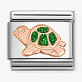 Nomination Composable Classic Glitter Symbol Link 9k Gold Green Turtle