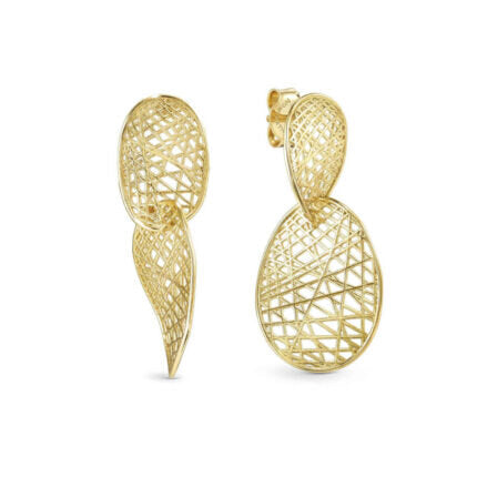 Nomination Leaf Of Light Sterling Silver Earrings Oval Gold
