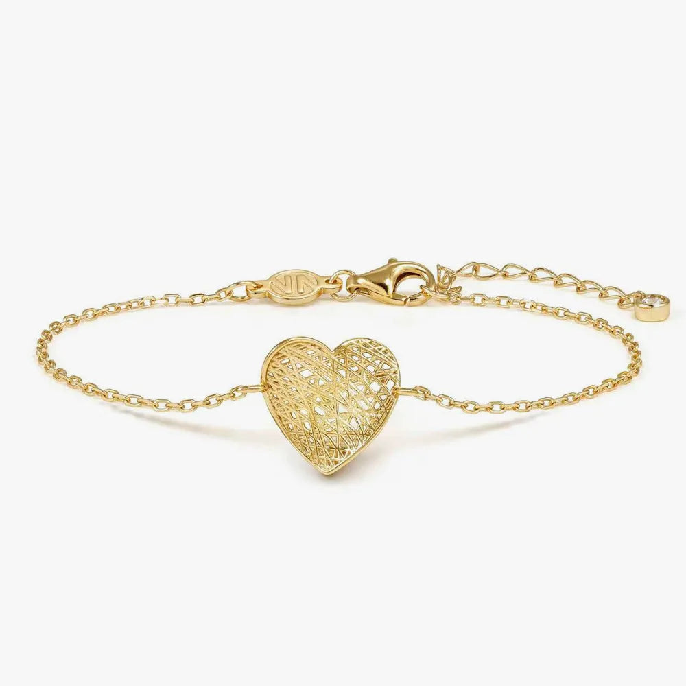 Nomination Leaf Of Light Sterling Silver Bracelet Heart Small Gold