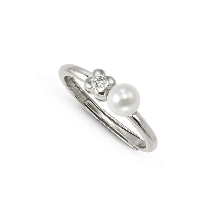 Nomination Pearls Loop Sterling Silver Ring Four Leaf Clover