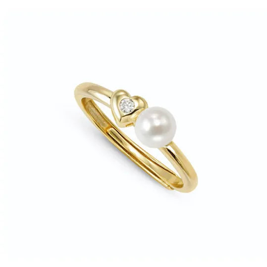 Nomination Pearls Loop Heart Ring Gold