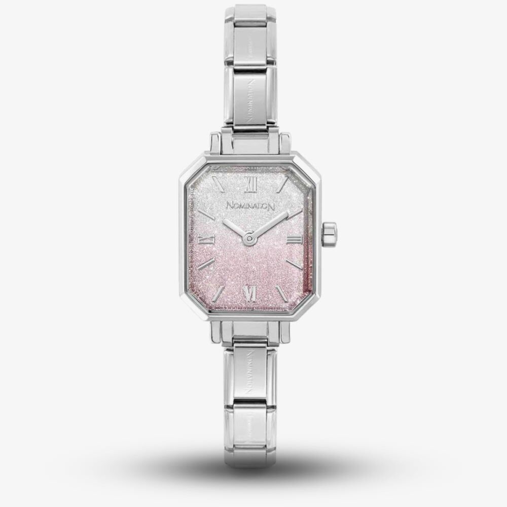 Nomination Paris Rectangular Steel Watch Pink Gradient Glitter