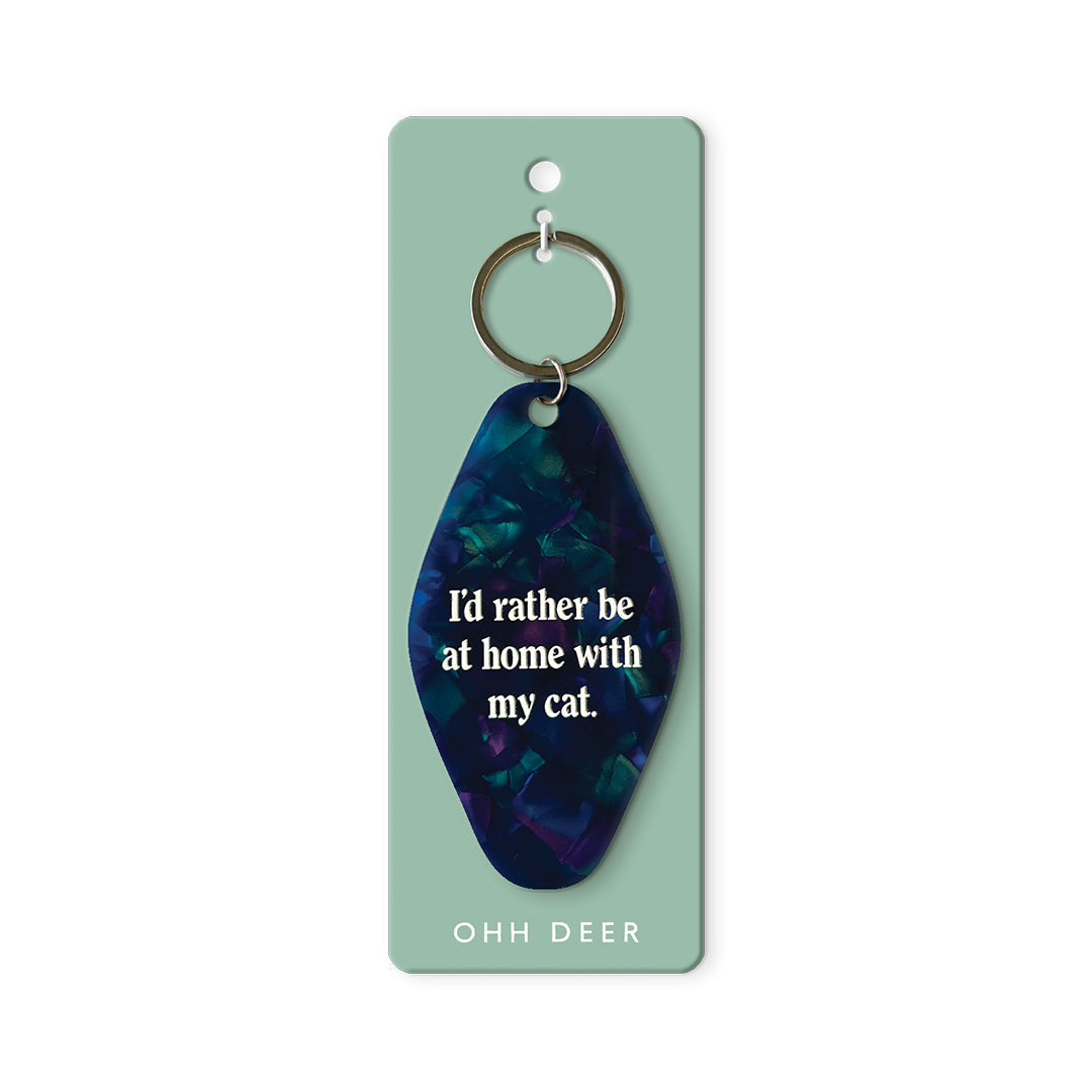 Ohh Deer At Home With My Cat Keyring