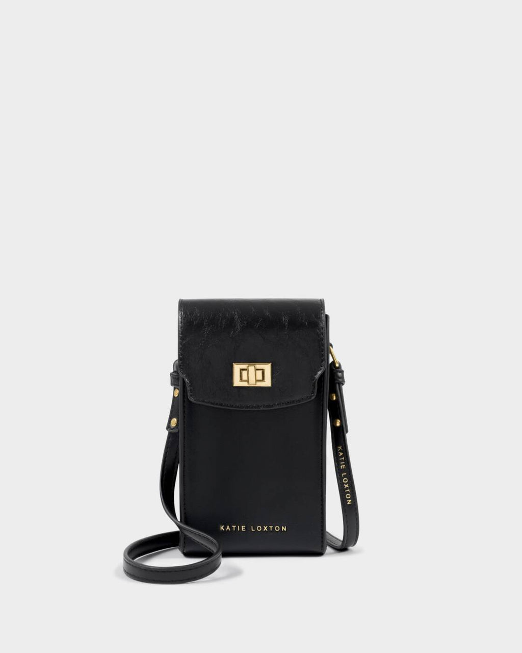 Katie Loxton Orin Twist Lock Slim Bag Black Black Distressed